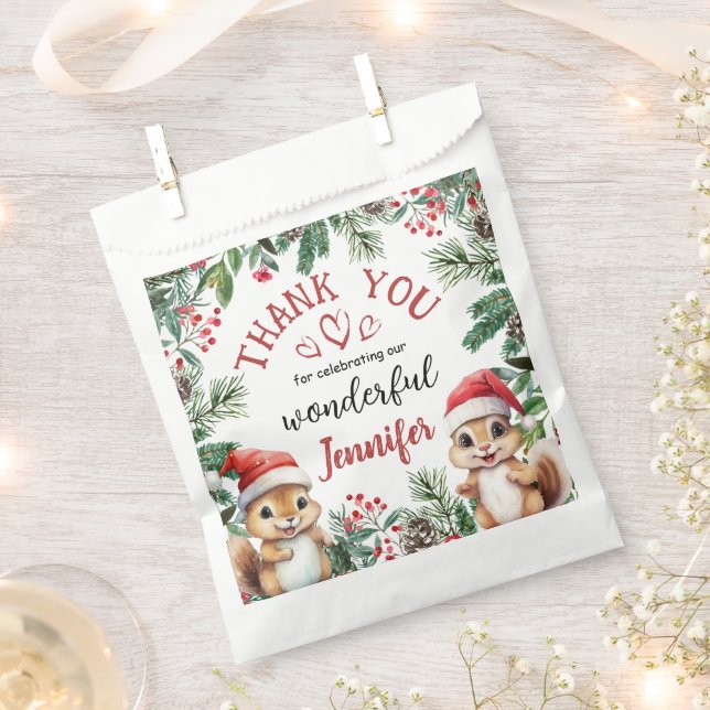 Bolsa De Papel Segundo cumpleaños de los Navidades de la ardilla  (Cortado)