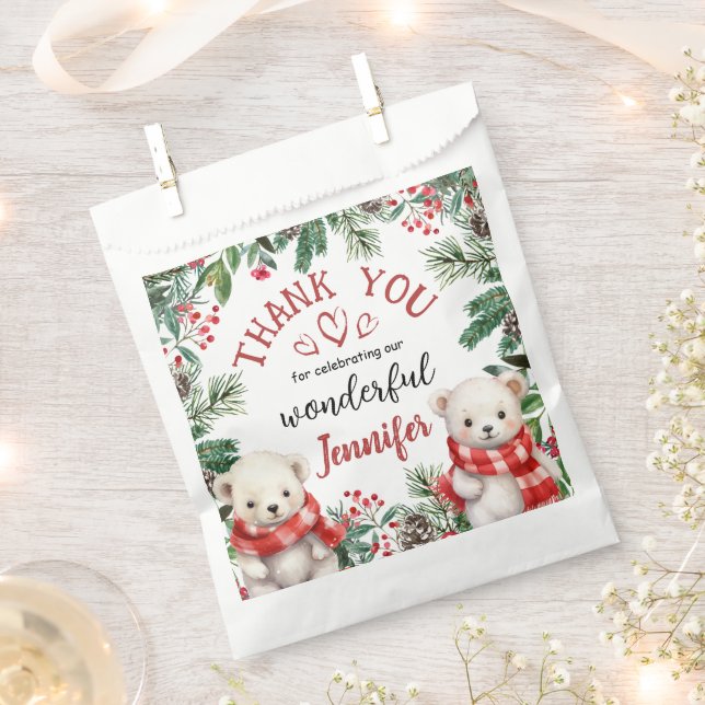 Bolsa De Papel Segundo cumpleaños de los Navidades del oso polar  (Cortado)