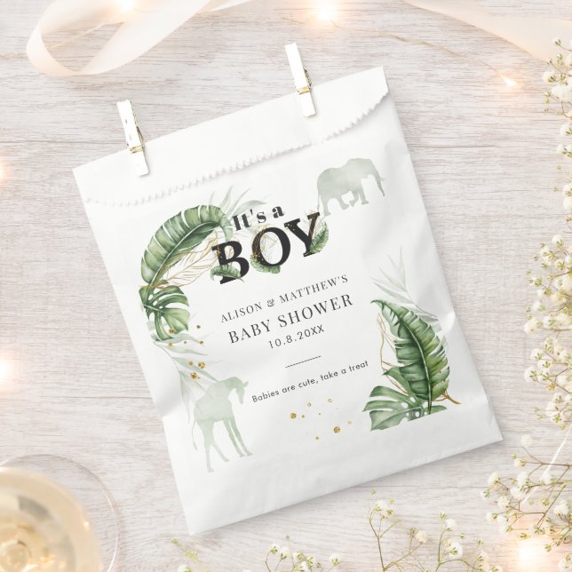 Bolsa De Papel Selva Safari Animales Naturaleza Niño Tema Baby Sh (Cortado)