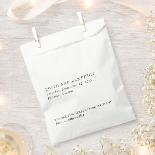 Bolsa De Papel Sencilla boda elegante clásica blanca y negra