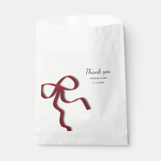 Bolsa De Papel Sencillo Bow Rojo Minimalista Elegante (Anverso)