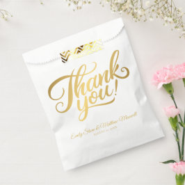 Bolsa De Papel Sencillo clásico "GRACIAS" Boda Blanco