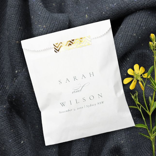 Bolsa De Papel Sencillo guión elegante Boda blanco y negro (Subido por el creador)