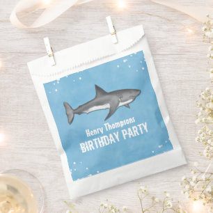 Bolsa De Papel Sencillo y caprichoso cumpleaños tiburón azul del
