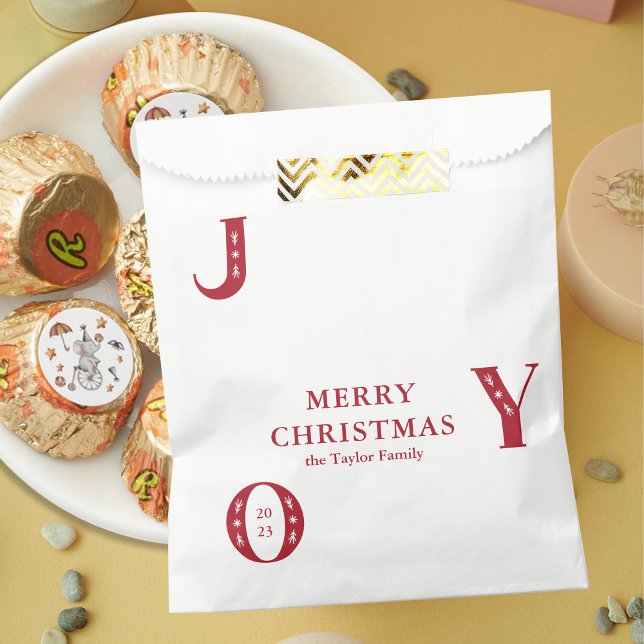 Bolsa De Papel Sencillos Navidades rojos DISFRUTAN del regalo de  (Simple Red Christmas JOY Holiday Party Gift Favor Bag)