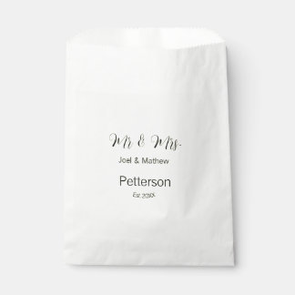 Bolsa De Papel señor y señora nombre año de bodas pareja simple a