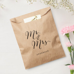 Bolsa De Papel Señor y Señora Nombre de Caligrafía de Guión Clási