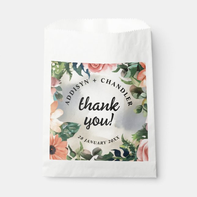 Bolsa De Papel Serene Garden Wreath: Elegancia Floral Pastel (Anverso)