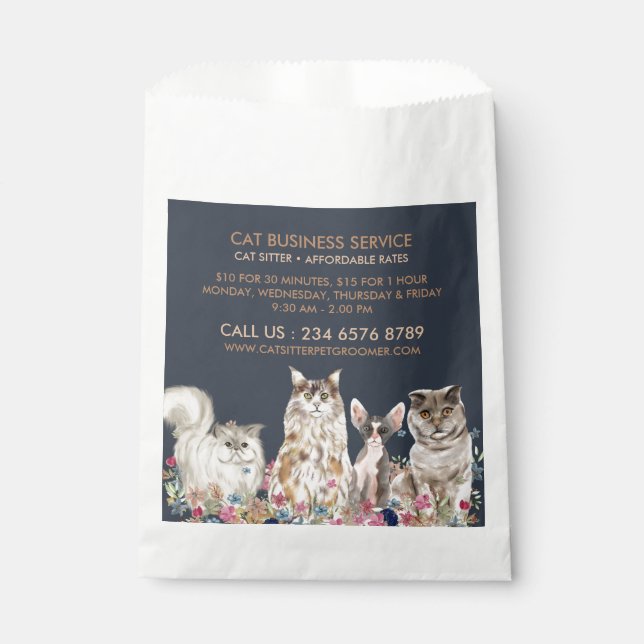 Bolsa De Papel Servicio de niñera de gatos con regalo de la Marin (Anverso)