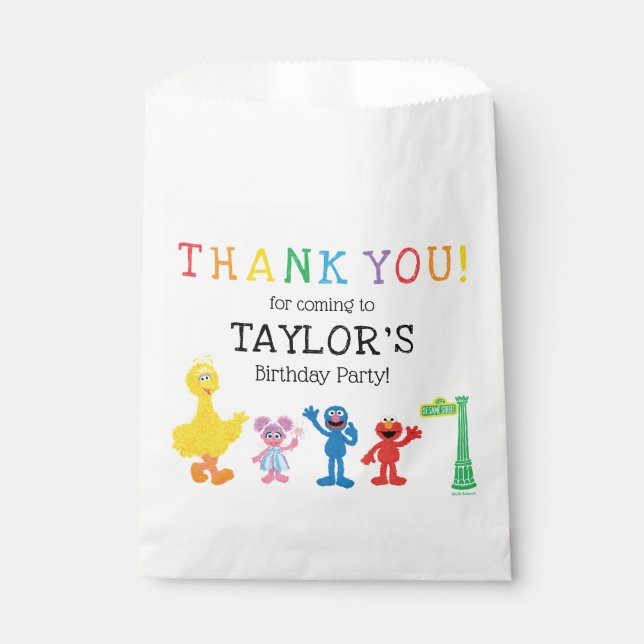 Bolsa De Papel Sésamo Street Pals Chalkboard Rainbow Birday (Anverso)
