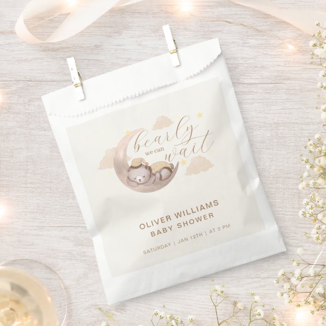 Bolsa De Papel Sexo Neutral Bearly Wait Moon Star Sleepy Bear (Cortado)