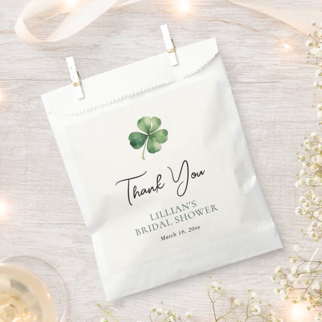 Bolsa De Papel Shamrock Green Bridal Shower (Cortado)