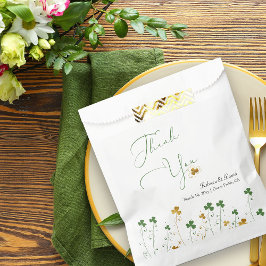 Bolsa De Papel Shamrock Wildflower Boda Calligraphy Gracias