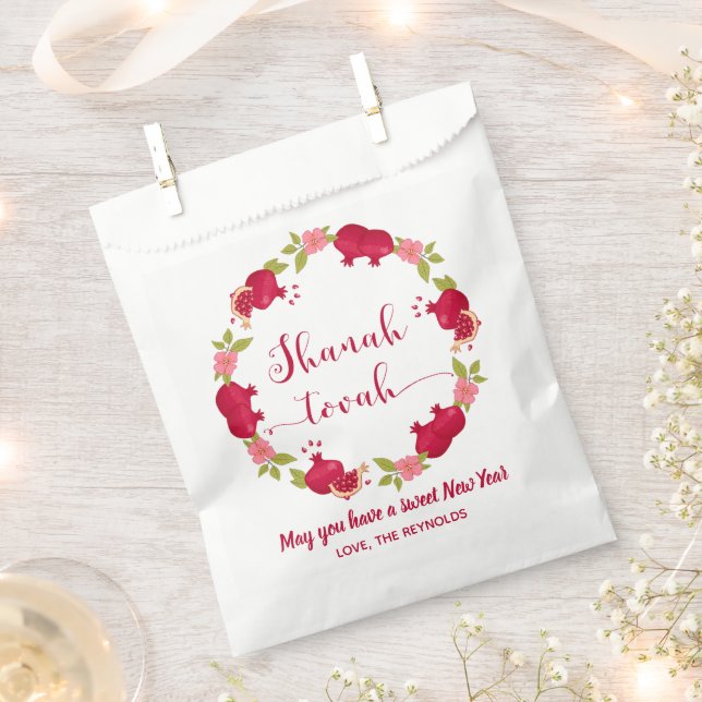 Bolsa De Papel Shanah Tovah Año Nuevo Flor de granada (Cortado)