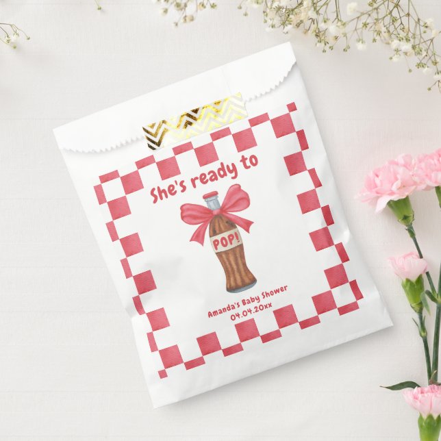 Bolsa De Papel She is Ready to Pop Soda Bottle Baby Shower (Sellado)