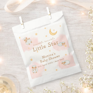 Bolsa De Papel Sheep Twinkle Twinkle Moon Stars Chica Baby Shower