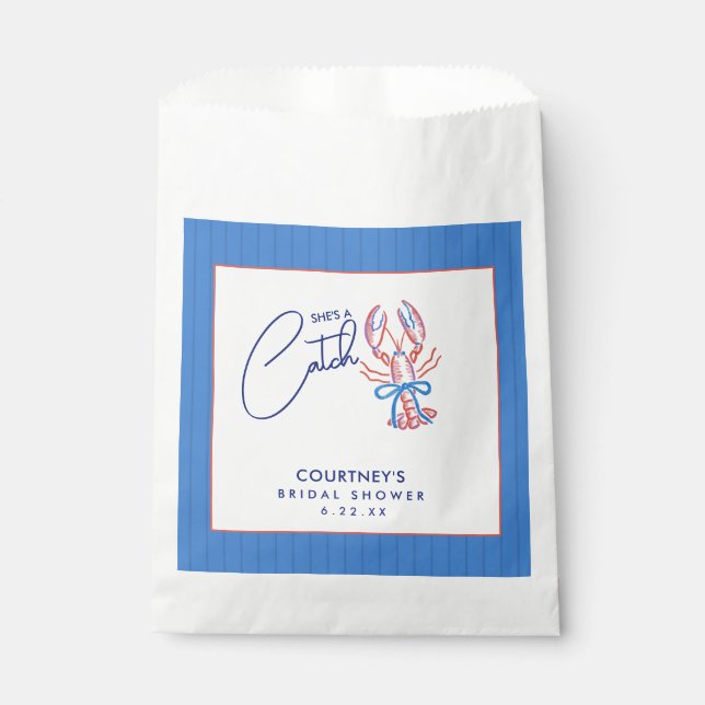 Bolsa De Papel She's A Catch Coastal Lobster Bridal Shower (Anverso)