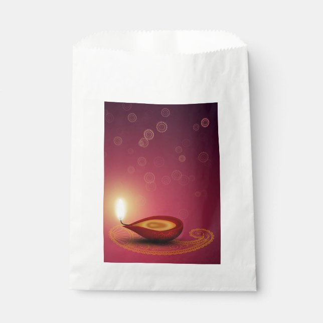 Bolsa De Papel Shiny Happy Diwali Diya - Favor Bag (Anverso)