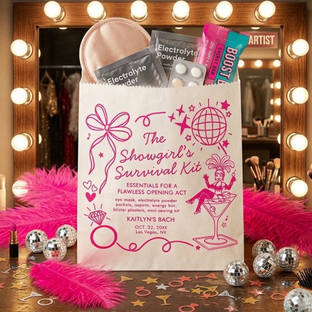 Bolsa De Papel Showgirl Era Bachelorette Party Survival Kit (Subido por el creador)