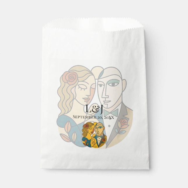 Bolsa De Papel Silhouette artística Destino Boda de Arte Moderno (Anverso)