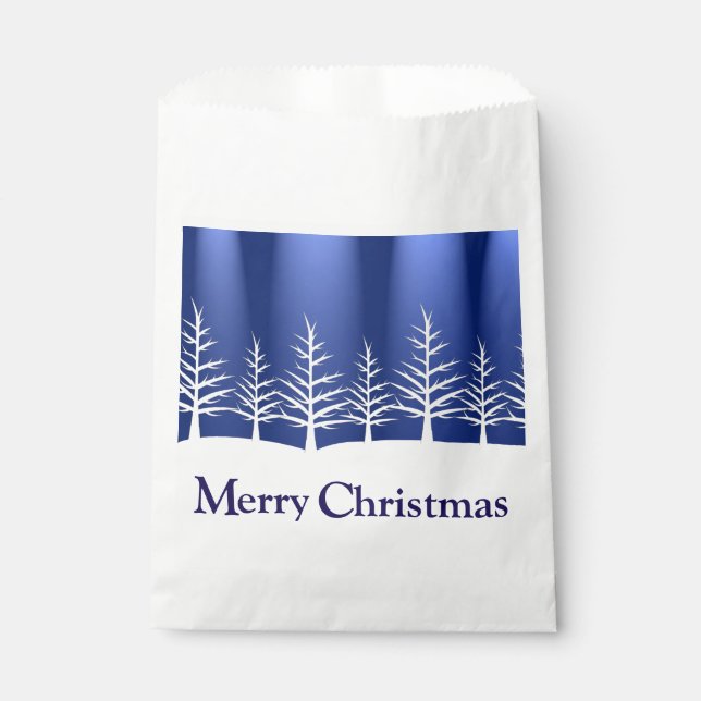 Bolsa De Papel Silhouettes de árbol blanco Navidades elegantes (Anverso)