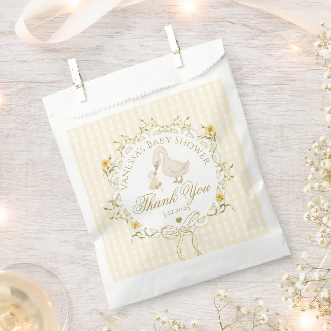 Bolsa De Papel Silly Goose Gender neutral Gingham Thank you (Cortado)