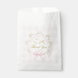Bolsa De Papel Silly Goose Pink Gingham Bow Baby Shower Thank you