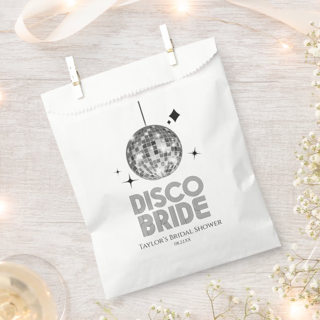Bolsa De Papel Silver Disco Ball Disco Bridal Shower (Cortado)