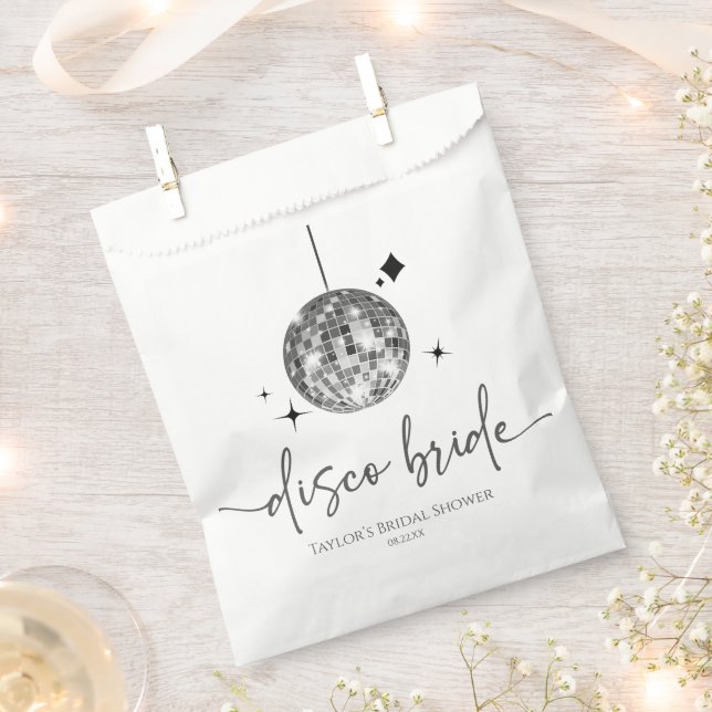 Bolsa De Papel Silver Disco Ball Disco Bridal Shower (Cortado)