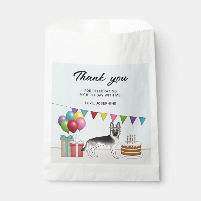 Bolsa De Papel Silver Sable German Shepherd Birthday Gracias (Anverso)