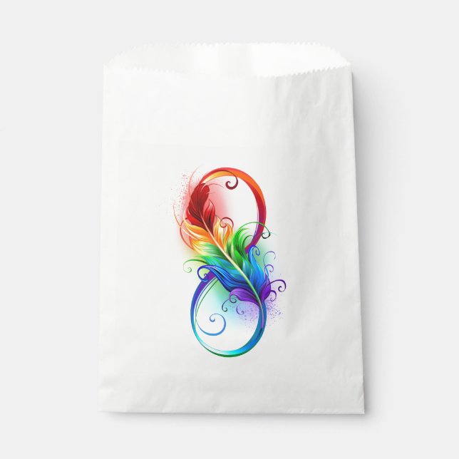 Bolsa De Papel Símbolo infinito con plumas arcoiris (Anverso)