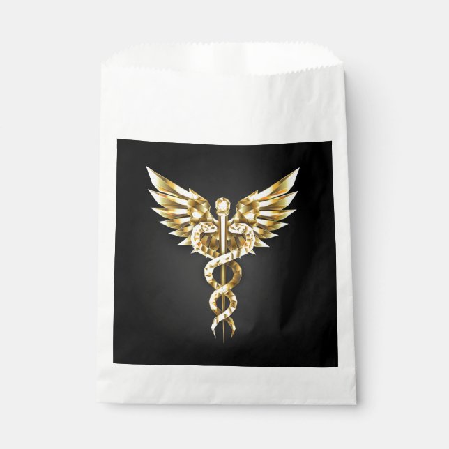 Bolsa De Papel Símbolo poligonal de oro Caduceus (Anverso)
