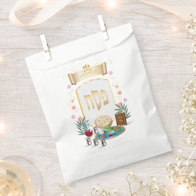 Bolsa De Papel Símbolos de Passover Seder Kosher Pesach (Cortado)