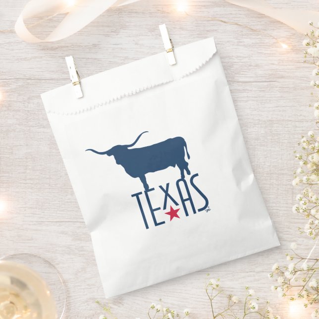 Bolsa De Papel Símbolos de Texas, Longhorn, marina (Cortado)