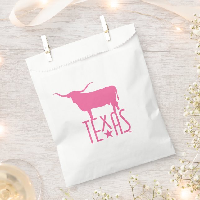 Bolsa De Papel Símbolos de Texas, Longhorn, rosa (Cortado)