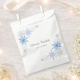 Bolsa De Papel Simple acuarela Snowflakes Winter Baby Shower