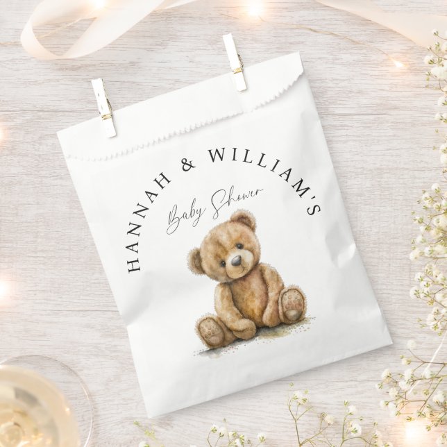 Bolsa De Papel Simple acuarela Teddy Bear Baby Shower (Cortado)