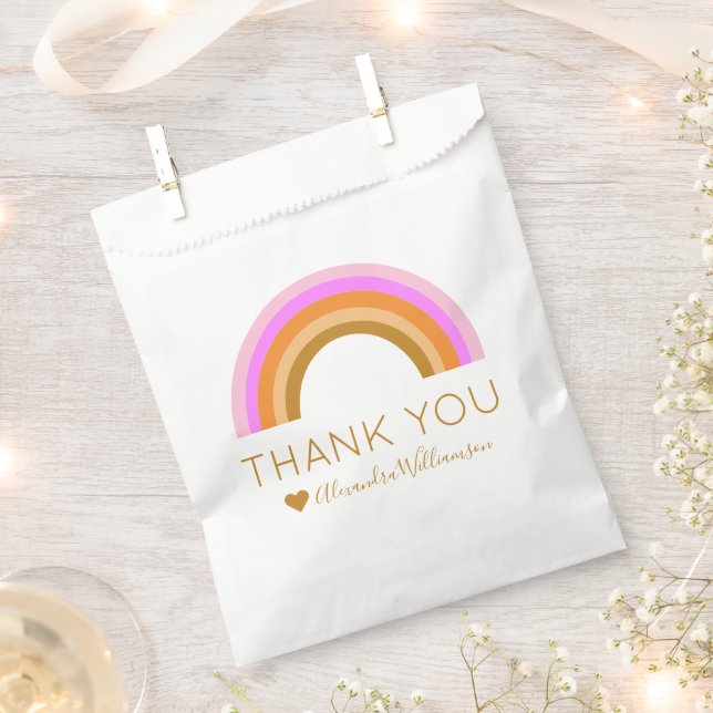 Bolsa De Papel Simple Agradecimiento Personalizado Arcoíris Retro (Cortado)