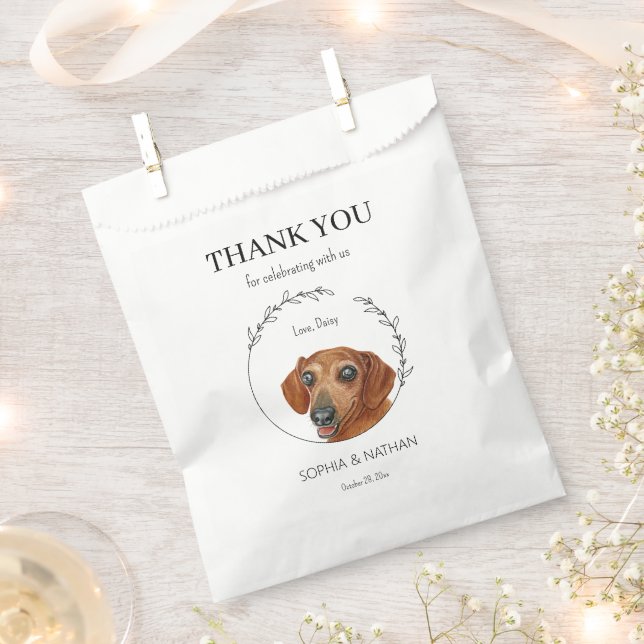 Bolsa De Papel Simple Boda De Perro Dachshund Gracias Bag (Cortado)