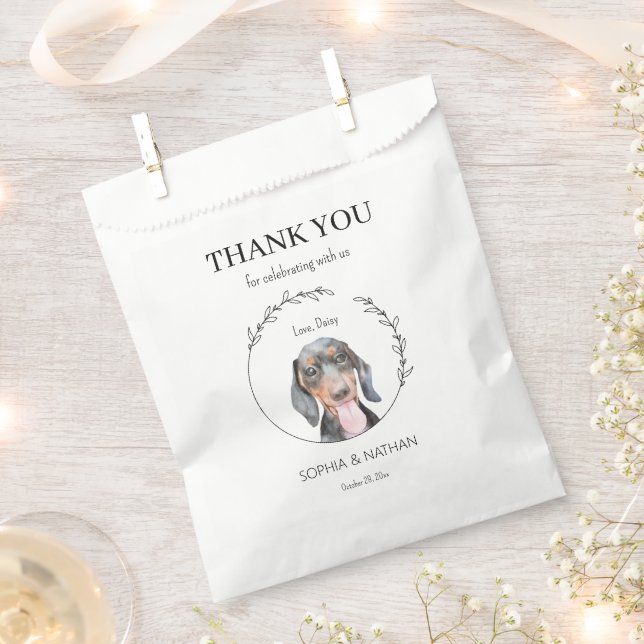 Bolsa De Papel Simple Boda De Perro Dachshund Gracias Bag (Cortado)