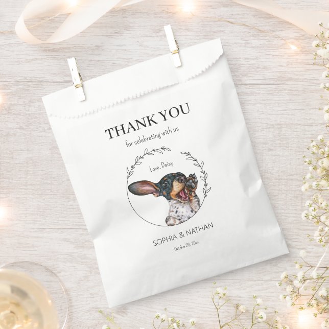 Bolsa De Papel Simple Boda De Perro Dachshund Gracias Bag (Cortado)