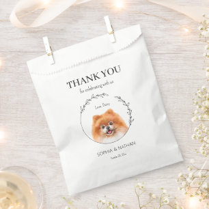Bolsa De Papel Simple Boda de perro de Pomerania Gracias Por Favo