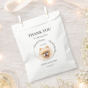 Bolsa De Papel Simple Boda de perro de Pomerania Gracias Por Favo