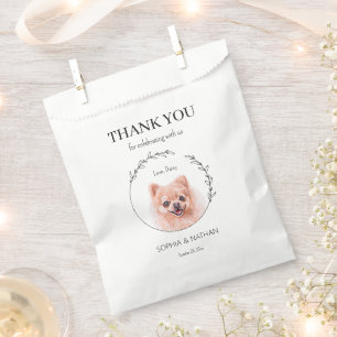 Bolsa De Papel Simple Boda de perro de Pomerania Gracias Por Favo