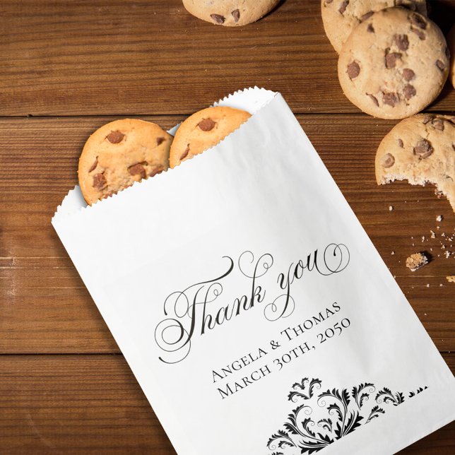 Bolsa De Papel Simple Boda Gracias Tratar El Favor (Classic wedding favor bag with stylish calligraphy script. )