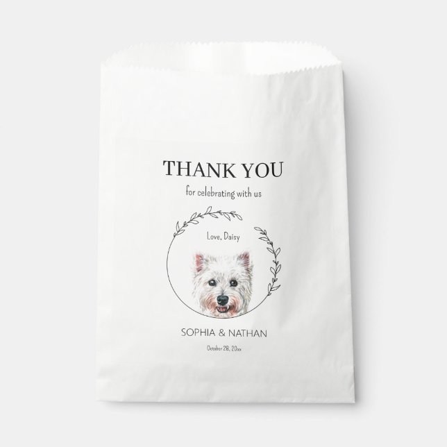 Bolsa De Papel Simple Boda Westie Gracias Favor Bag (Anverso)