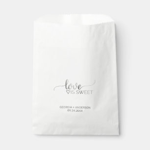 Bolsa De Papel Simple caligrafía plateada "El amor es dulce" Boda