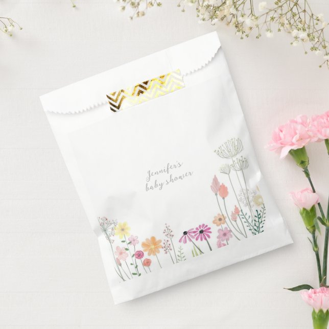 Bolsa De Papel Simple Elegant Wildflower Baby Shower  (Sellado)