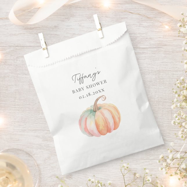 Bolsa De Papel Simple Elegante Pequeña Calabaza Cae Baby Shower (Cortado)