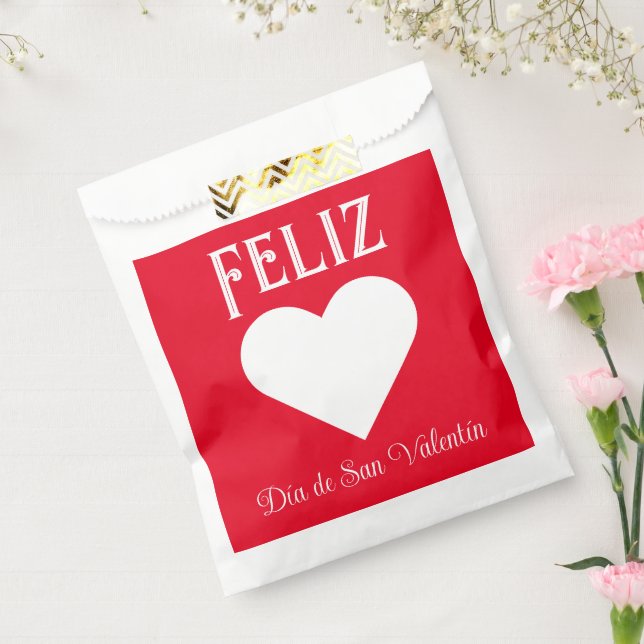 Bolsa De Papel Simple Happy Valentine's Day Spanish White Heart (Sellado)
